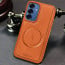 Vaku ® Samsung Galaxy S25 Maxtron Leather Stitched Magnetic Magsafe Non-Slip Grip Shockproof Back Cover