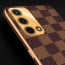 Vaku ® Oppo A74 Cheron Leather Stitched Gold Electroplated Soft TPU Back Cover