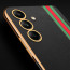 Vaku ® Samsung Galaxy A04s Felix Line Leather Stitched Gold Electroplated Soft TPU Back Cover