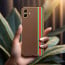 Vaku ® Samsung Galaxy A04e Felix Line Leather Stitched Gold Electroplated Soft TPU Back Cover