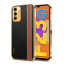 Vaku ® Samsung Galaxy F23 5G Felix Line Leather Stitched Gold Electroplated Soft TPU Back Cover