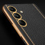 Vaku ® Samsung Galaxy M13 Luxemberg Series Leather Stitched Gold Electroplated Soft TPU Back Cover