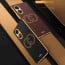 Vaku ® Oppo A17 Skylar Leather Pattern Gold Electroplated Soft TPU Back Cover