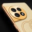 Vaku ® OnePlus 11R Skylar Leather Stitched Gold Electroplated Soft TPU Back Cover