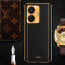 Vaku ® Vivo T1 4G Luxemberg Series Leather Stitched Gold Electroplated Soft TPU Back Cover