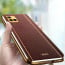 Vaku ® Vivo Y21T Luxemberg Series Leather Stitched Gold Electroplated Soft TPU Back Cover