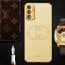 Vaku ® Vivo Y30 Skylar Leather Pattern Gold Electroplated Soft TPU Back Cover