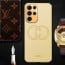 Vaku ® Samsung Galaxy S23 Ultra Skylar Leather Pattern Gold Electroplated Soft TPU Back Cover