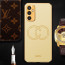 Vaku ® Samsung Galaxy A14 5G Skylar Leather Pattern Gold Electroplated Soft TPU Back Cover