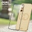 Vaku ® 2In1 Combo OnePlus Nord CE Skylar Leather Stitched Gold Electroplated Case with ESD Anti-Static Shatterproof Tempered Glass