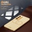 Vaku ® 2In1 Combo Samsung Galaxy M52 5G Skylar Leather Stitched Gold Electroplated Case with with ESD Anti-Static Shatterproof Tempered Glass