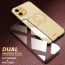 Vaku ® 2In1 Combo Apple iPhone 11 Skylar Leather Pattern Gold Electroplated Soft TPU Back Cover with 9H Shatterproof Tempered Glass