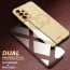 Vaku ® 2In1 Combo Samsung Galaxy A73 5G Skylar Leather Pattern Gold Electroplated Soft TPU Back Cover with 9H Shatterproof Tempered Glass
