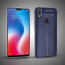 Vaku ® Vivo V9 / Y85 Kowloon Double-Stitch Edition Silicone Leather Texture Finish Ultra-Thin Back Cover Blue
