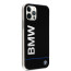 BMW ® Apple iPhone 12 Pro Max Shiny Hard Case Blue Horizontal Line and Printed Logo - Black