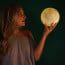 3D LED Lighting Real Moon Surface Re-Chargeable Wireless Lamp with Wooden Stand