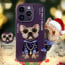 Vaku ® Apple iPhone 14 Pro Max 3D Embroidery Chain Pug Anti-Slip Scratch Resistant Protective Case Back Cover