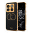 Vaku ® OnePlus 10T 5G Skylar Series Leather Stitched Gold Electroplated Soft TPU Back Cover