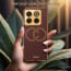 Vaku ® OnePlus 10T 5G Skylar Series Leather Stitched Gold Electroplated Soft TPU Back Cover