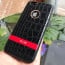 Hojar ® Apple iPhone 7 / 8 Stroco Series Crocodile Finish Gold Plated Textured Leather with Logo Display Back Cover Dark Brown