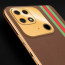 Vaku ® Xiaomi Redmi 10 4G Felix Line Leather Stitched Gold Electroplated Soft TPU Back Cover Case