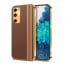 Vaku ® Samsung Galaxy S20 FE Felix Line Leather Stitched Gold Electroplated Soft TPU Back Cover