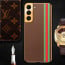 Vaku ® Samsung Galaxy S22 Felix Line Leather Stitched Gold Electroplated Soft TPU Back Cover Case