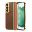 Vaku ® Samsung Galaxy S22 Felix Line Leather Stitched Gold Electroplated Soft TPU Back Cover Case