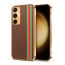 Vaku ® Samsung Galaxy S23 FE Felix Line Leather Stitched Gold Electroplated Soft TPU Back Cover Case