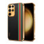 Vaku ® Samsung Galaxy S23 Ultra Felix Line Leather Stitched Gold Electroplated Soft TPU Back Cover Case