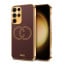Vaku ® Samsung Galaxy S22 Ultra Skylar Leather Pattern Gold Electroplated Soft TPU Back Cover
