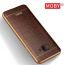 VAKU ® Samsung J7 Prime European Leather Stitched Gold Electroplated Soft TPU Back Cover