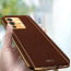 Vaku ® Vivo V23 5G Luxemberg Series Leather Stitched Gold Electroplated Soft TPU Back Cover