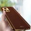 Vaku ® Vivo Y72 5G Luxemberg Series Leather Stitched Gold Electroplated Soft TPU Back Cover