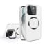 Vaku ® Apple iPhone 15 Rime Frosted Magnetic Magpro Translucent Camera Protector Case with Built-in Stash Stand Back Cover