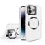 Vaku ® Apple iPhone 14 Pro Max Rime Frosted Magnetic Magpro Translucent Camera Protector Case with Built-in Stash Stand Back Cover