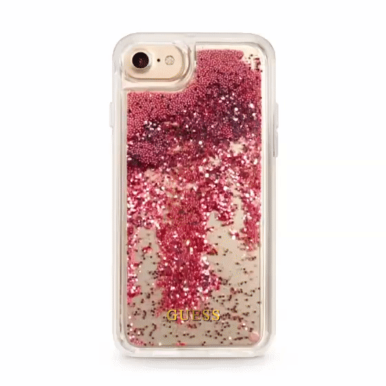GUESS ® iPhone SE 2020 Timeless Non-Toxic Liquid glitter Case With moving GUESS Logo Back Case