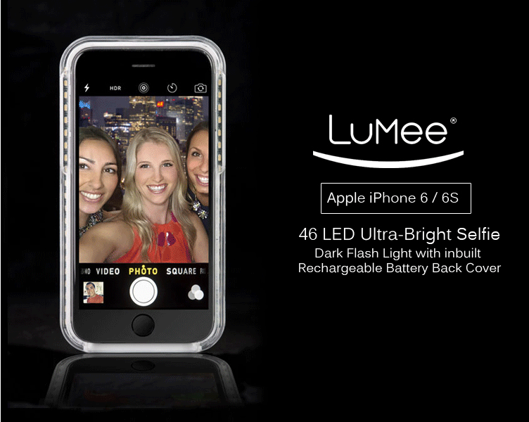 Lumee ® Apple iPhone 6 / 6S 46 LED Ultra-Bright Selfie + Dark Flash Light with inbuilt Rechargeable Battery Back Cover