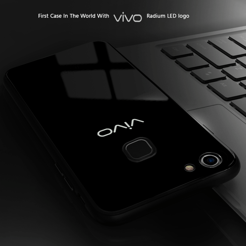 VAKU ® Vivo V7 Radium Glow Light Illuminated VIVO Logo 3D Designer Case Back Cover