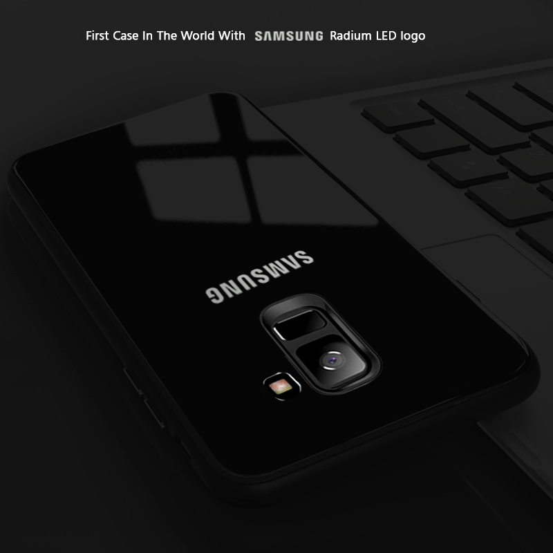VAKU ® Samsung Galaxy A8 Plus Radium Glow Light Illuminated SAMSUNG Logo 3D Designer Case Back Cover