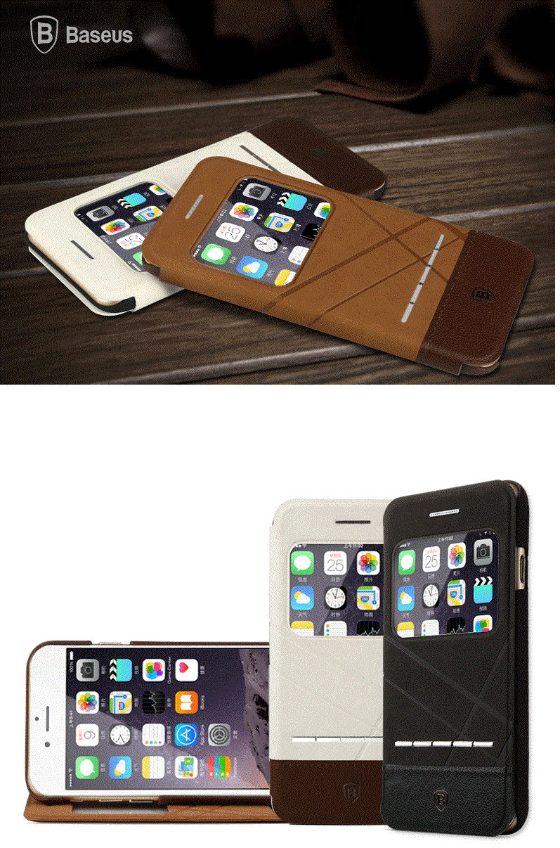 Baseus ® Apple iPhone 6 Plus / 6S Plus SlideTouch WindowView Folio Leather Case + Stand Flip Cover