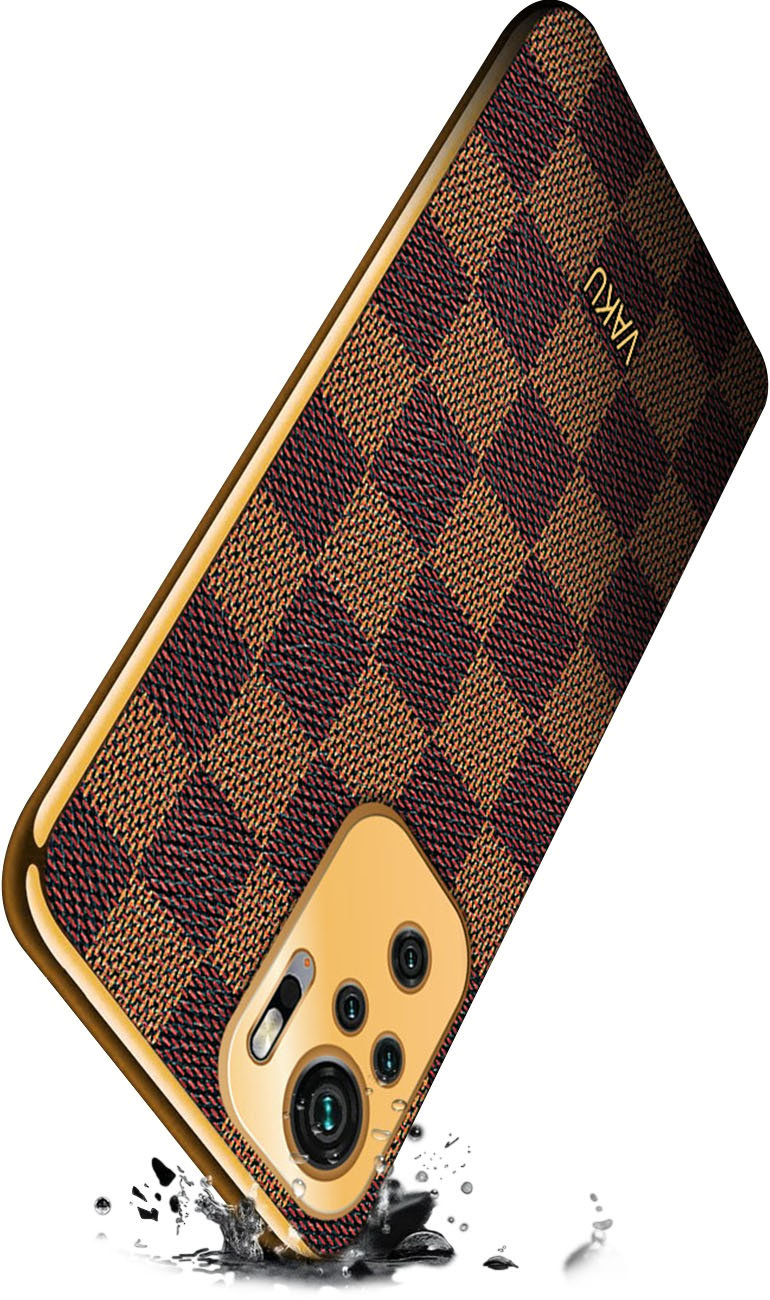 Vaku Luxos Back Cover for Redmi Note 11T 5G Cheron Leather Stitched Gold  Electroplated Soft TPU Cover - Vaku Luxos 