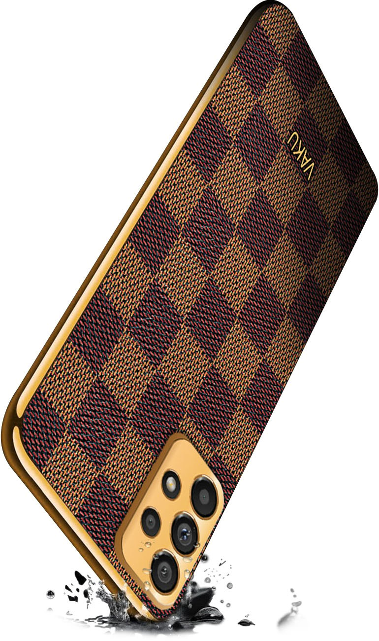 Vaku Luxos Back Cover for Samsung Galaxy A53 5G Cheron Leather Stitched  Gold Electroplated Soft TPU Cover - Vaku Luxos 