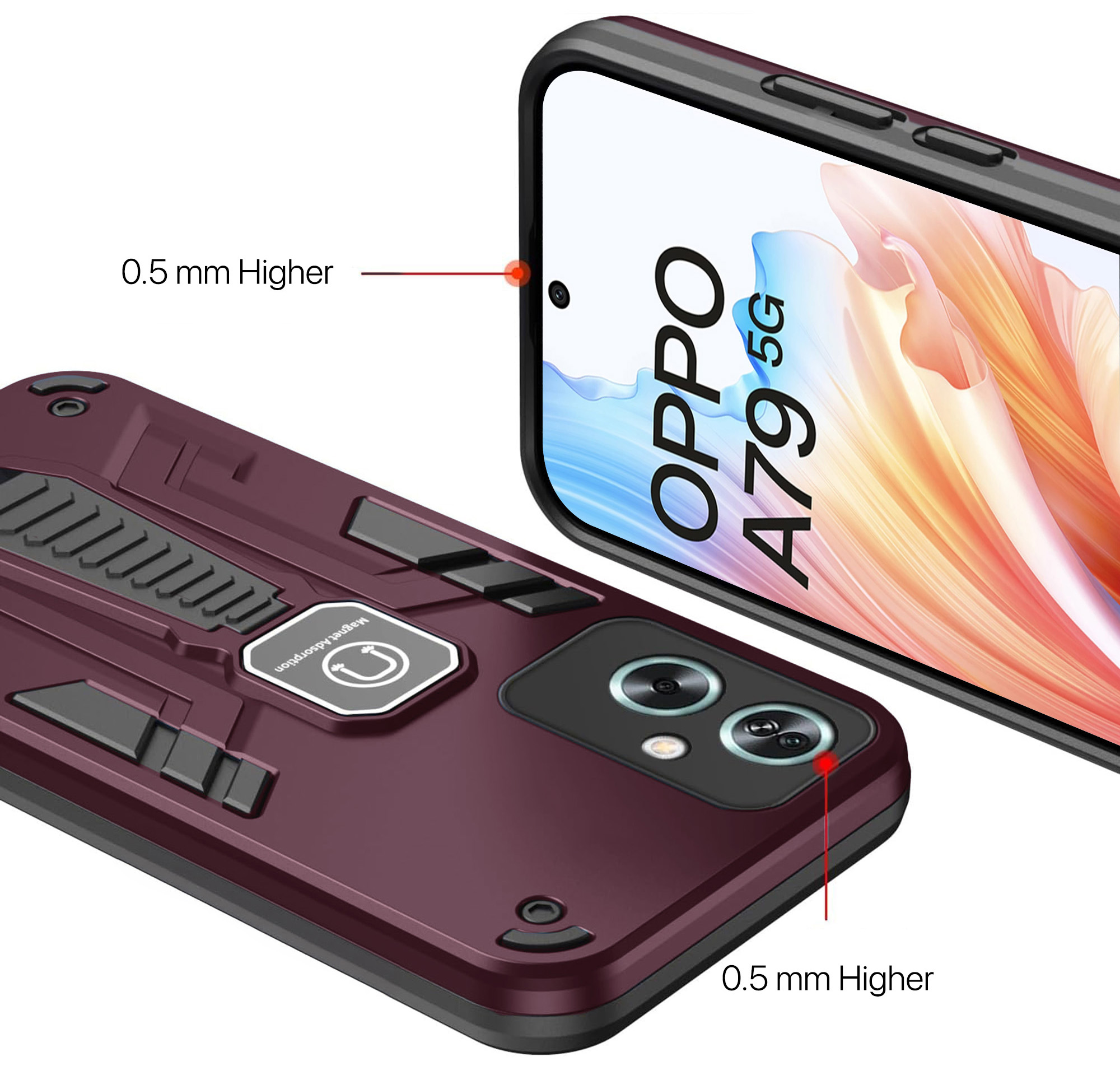 GOKEN Cover Oppo A79 5G – Custodia Armor Doppio Strato Con Anello Rotante E Protezione Fotocamera (Blu)