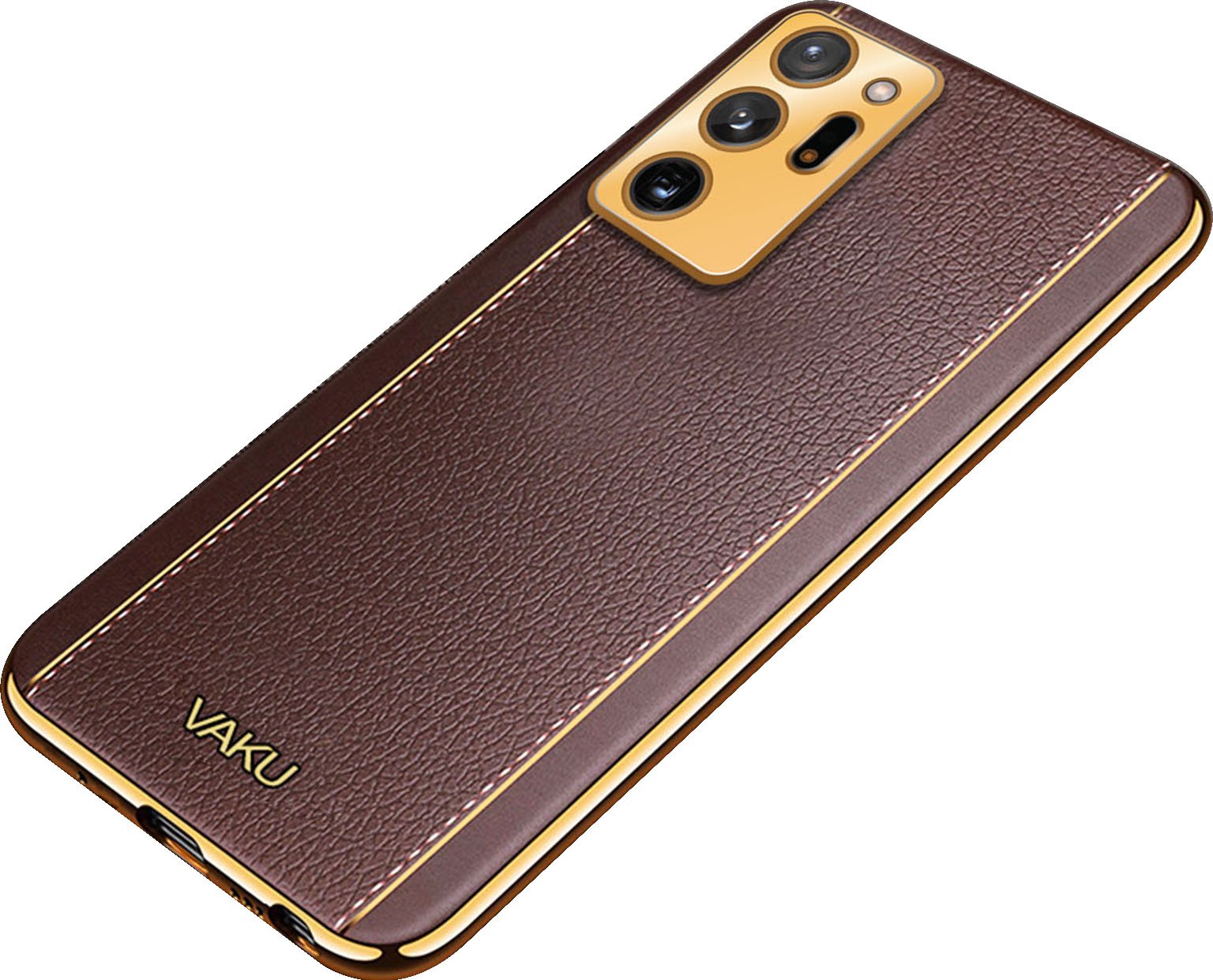 Vaku ® Samsung Galaxy Note 20 Ultra Cheron Series Leather Stitched Gol –