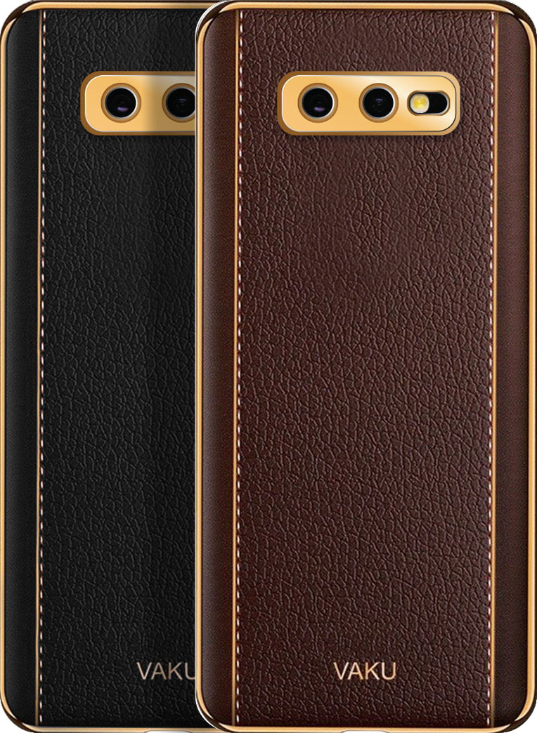 Vaku Luxos Back Cover for Samsung Galaxy A23 Cheron Leather Stitched Gold  Electroplated Soft TPU Cover - Vaku Luxos 