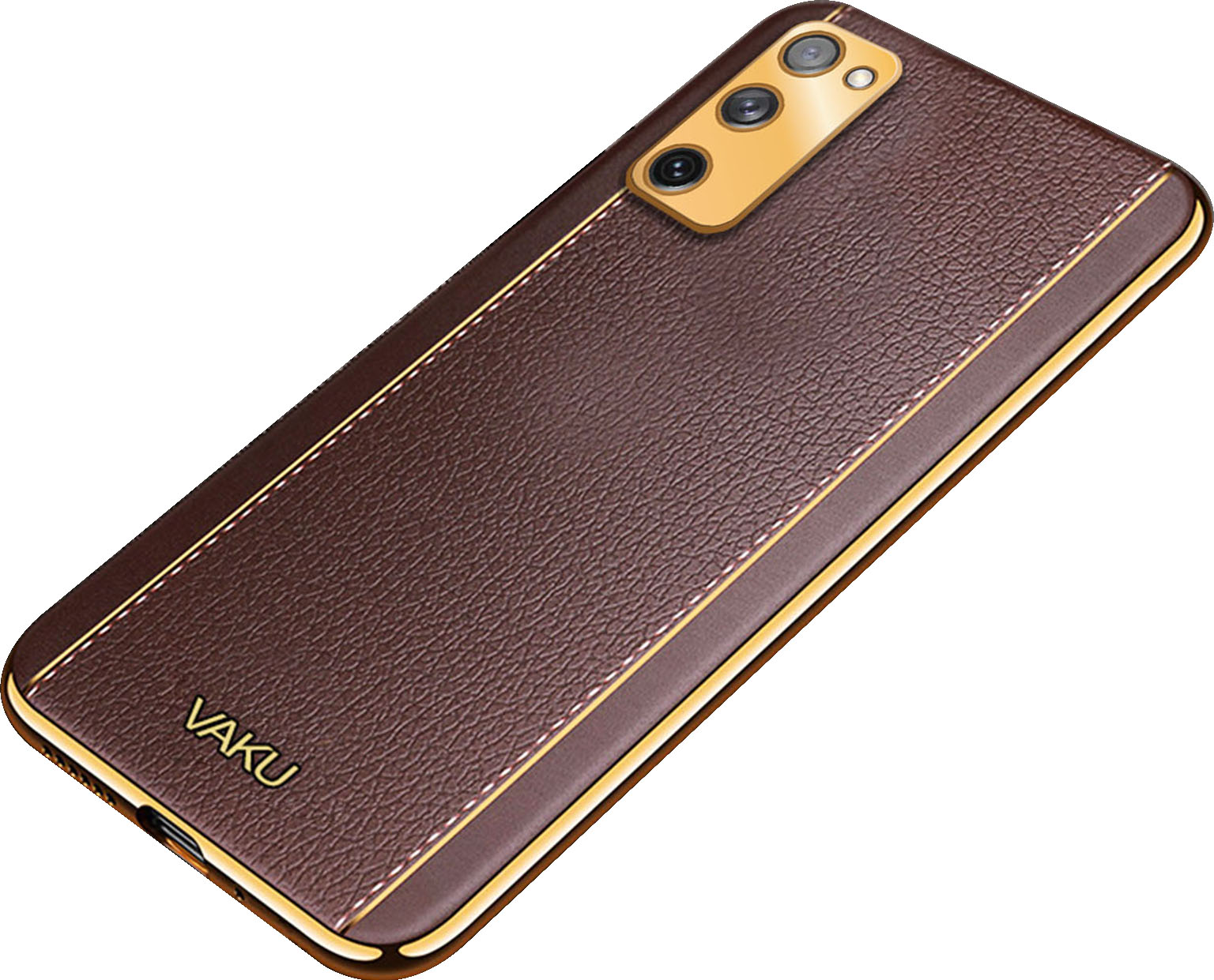 Vaku ® Samsung Galaxy S20 FE Cheron Series Leather Stitched Gold Elect –